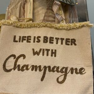 Chic Canvas Tote with Champagne Quote